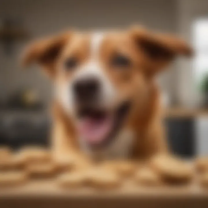 A happy dog enjoying a homemade biscuit