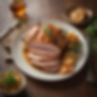 Honey baked turkey breast beautifully plated