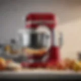 Close-up of a powerful stand mixer in action