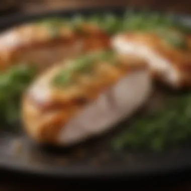 Juicy chicken breasts garnished with herbs