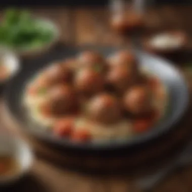 The Final Presentation of Meatballs A beautifully plated dish of meatballs with garnishing