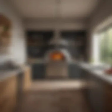 A well-organized kitchen featuring an indoor pizza oven