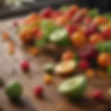 Colorful fruits and vegetables on a wooden table