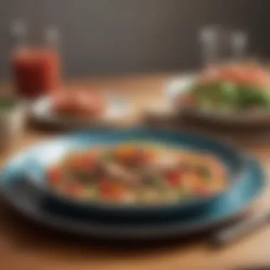A serene meal setting with a colorful plate of food