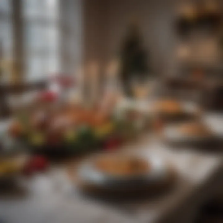 A festive table setting adorned with seasonal decorations