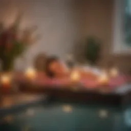 A serene spa setup with candles and flowers showcasing relaxation