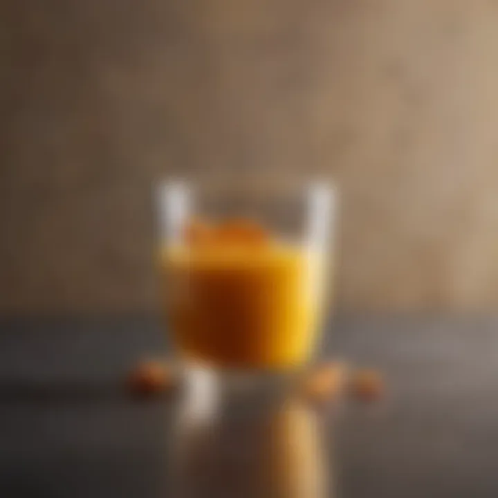 Turmeric-infused beverage in a stylish glass, emphasizing its versatility.