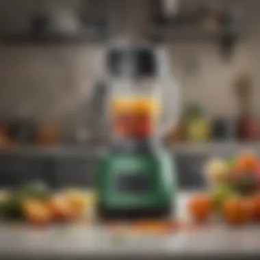 Blender Blending Ingredients A powerful blender in action with colorful ingredients