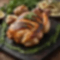 Juicy grilled chicken thigh seasoned with fresh herbs