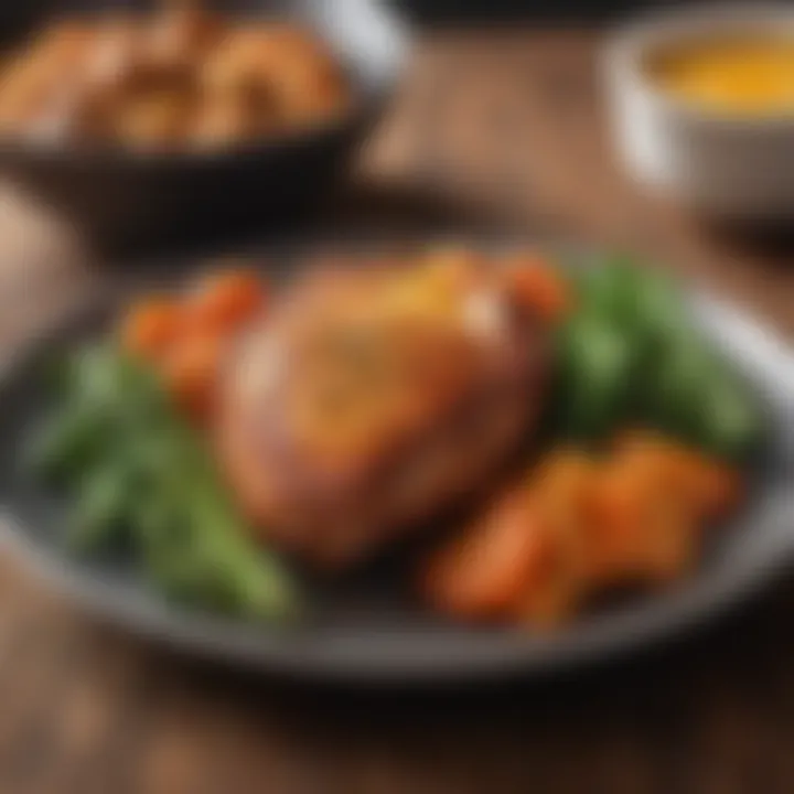 Plated air fryer meal with vibrant presentation