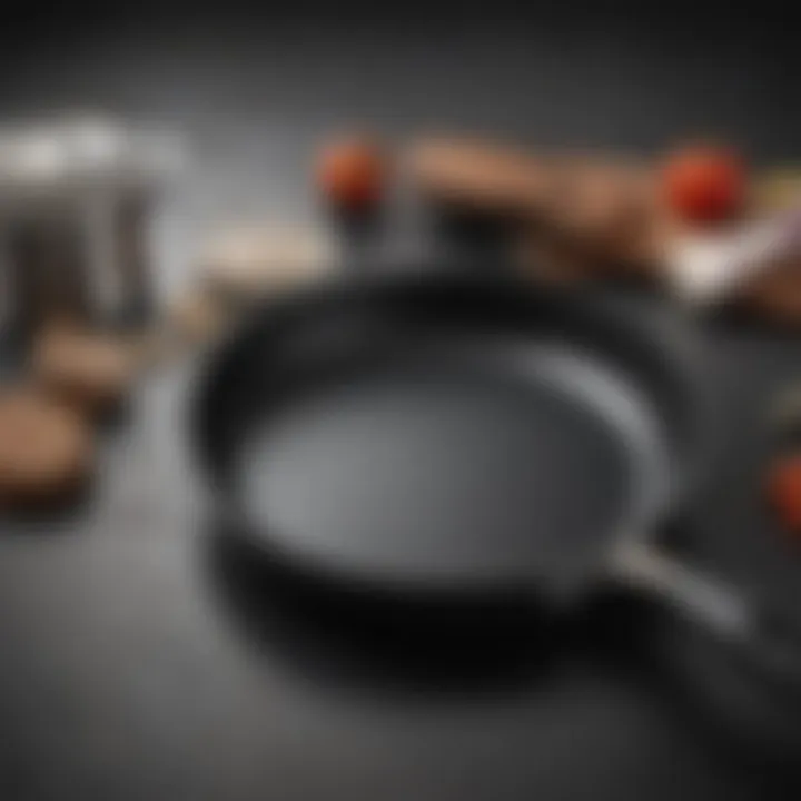 Detailed view of sauté pan maintenance tools and cleaning supplies