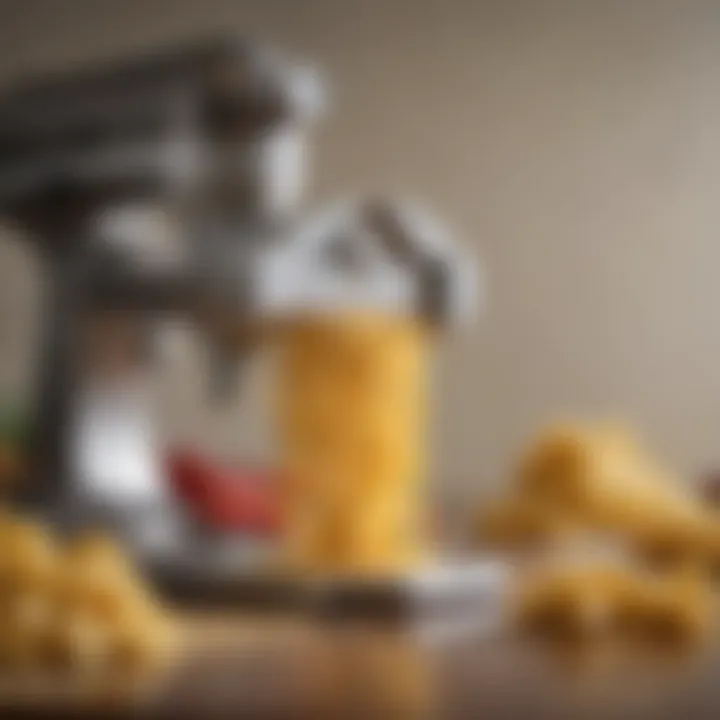 Artistic display of the KitchenAid pasta cutter attachment