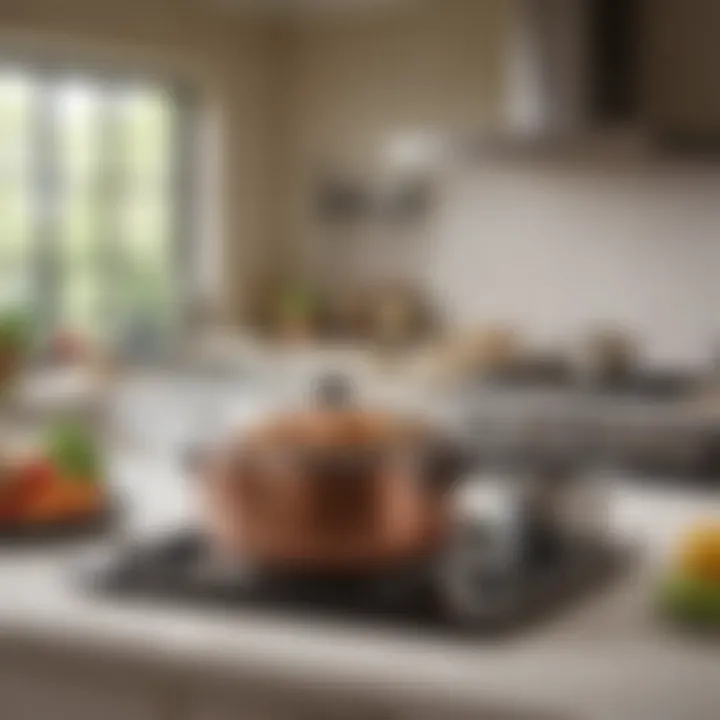 An elegant kitchen setting featuring a La China cooker in action.