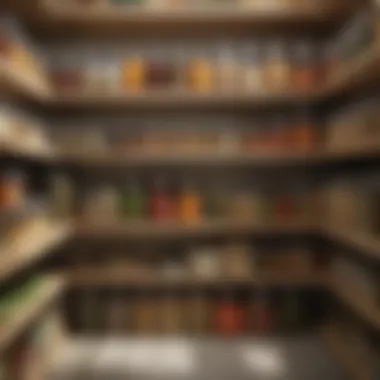 A well-organized pantry showcasing preserved vegetables