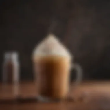 Variety of flavored syrups and toppings for iced coffee