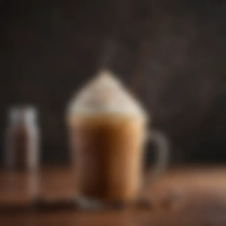 Variety of flavored syrups and toppings for iced coffee