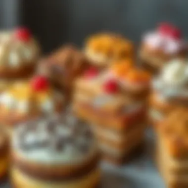 Diversity in Mariano's Cake Variations An array of regional variations of Mariano's cake with diverse toppings and textures.