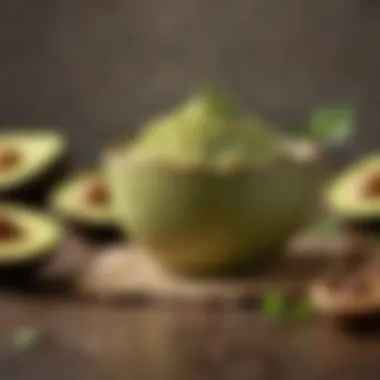 Smoothly mashed avocado displayed in a vibrant bowl