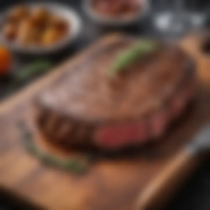 Resting steak on cutting board