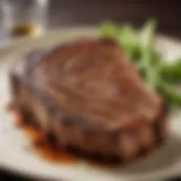 A perfectly grilled T-bone steak showing grill marks and juiciness