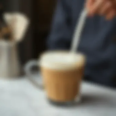 Frothing milk to create a velvety texture
