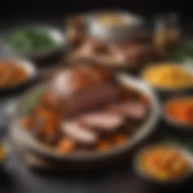 A Plated Roast with Sides A beautifully plated roast with complementary sides