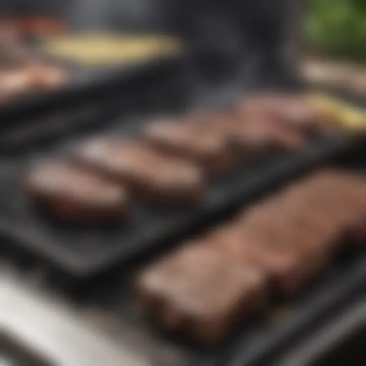 An outdoor grill set up for optimal cooking with charcoal and wood options