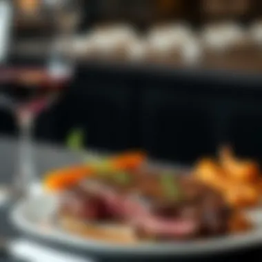 Perfect Pairings for Your Steak A wine glass beside a steak meal, showcasing pairing options