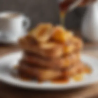 Artistic presentation of French toast with maple syrup drizzled on top