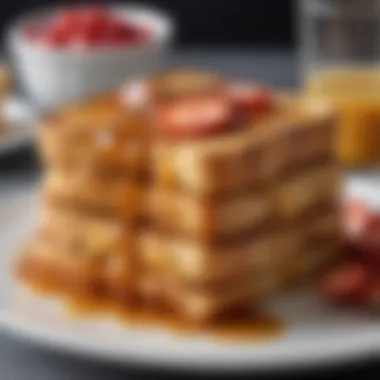 A close-up view of the fluffy texture of perfectly cooked French toast