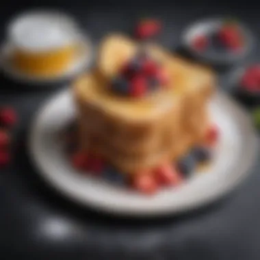 Garnished French Toast Delight Golden brown slices of French toast garnished with powdered sugar and berries