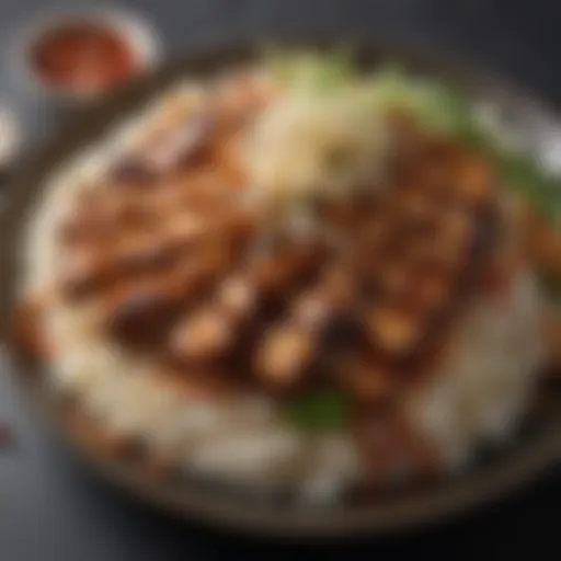 A vibrant plate of Maui teriyaki showcasing its rich glaze and garnishes