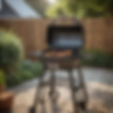 Compact grill setup in a small backyard