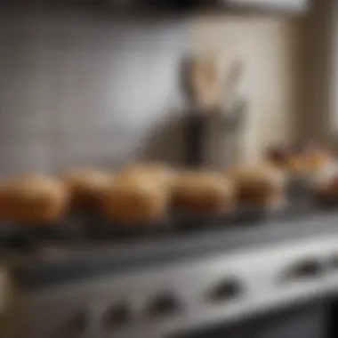 Close-up of decorative items placed on an over the oven shelf