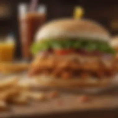 Cultural Significance of the Spicy Chicken Sandwich Cultural elements represented in a setting that features the Spicy Chicken Sandwich, indicating its impact on local cuisine.