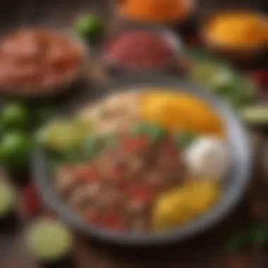 Essential Ingredients in Mexican Cuisine An array of colorful ingredients essential for Mexican cooking.