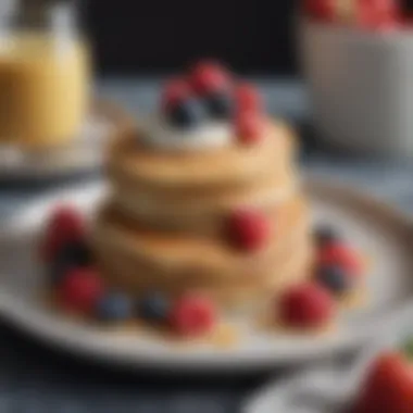 Almond Milk Pancakes with Berries Fluffy pancakes made with almond milk and served with berries