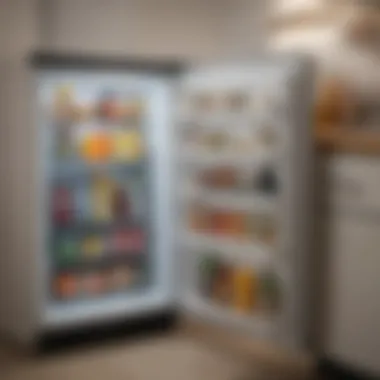 Interior view showcasing organized storage in a mini fridge