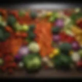 Colorful array of fresh vegetables arranged creatively