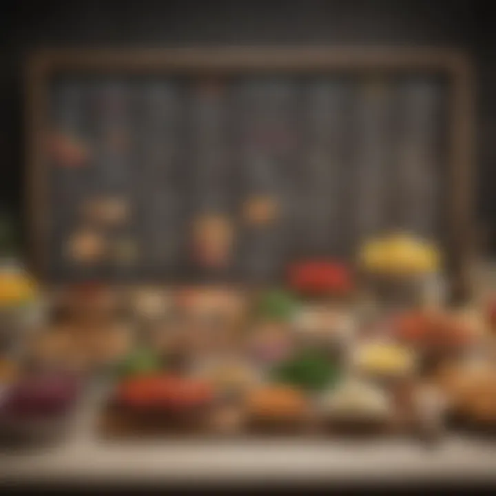 A well-organized meal plan board featuring healthy options
