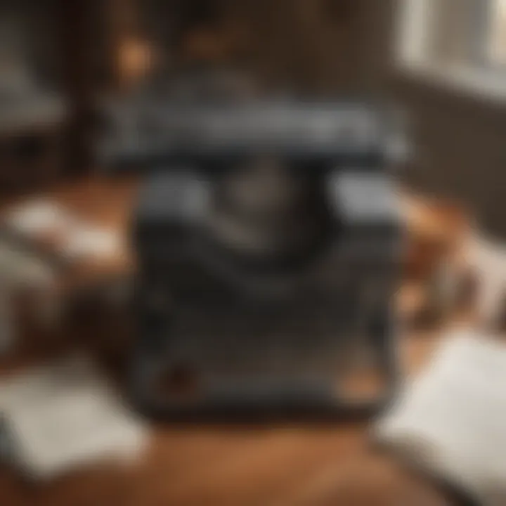 A vintage typewriter with scattered papers around, representing the art of storytelling.