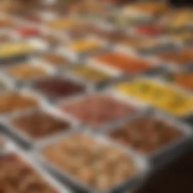 Assorted buffet trays arranged for an event