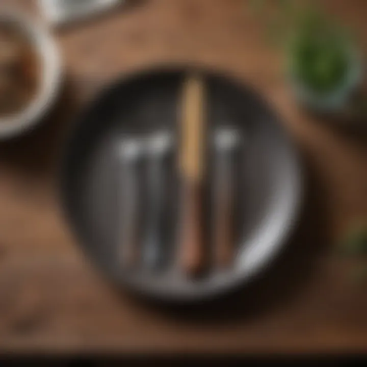 Stylish set of eco-friendly flatware on a rustic table.