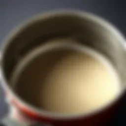 Close-up view of a non-stick pot showcasing its smooth interior surface