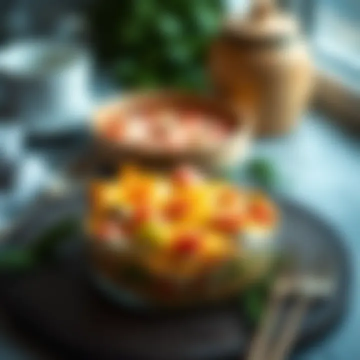 Breakfast casserole with cheese and vegetables