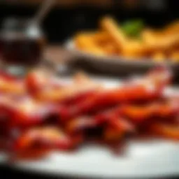 Perfectly crispy bacon strips arranged on a plate