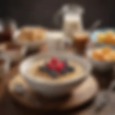 Nourishing Breakfast with Oatmeal An inviting breakfast setting featuring a bowl of oatmeal and natural ingredients