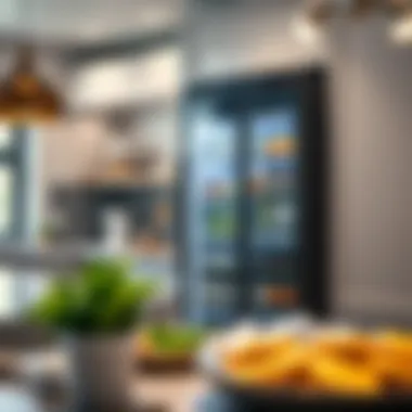 Design of a modern beverage refrigerator in a kitchen