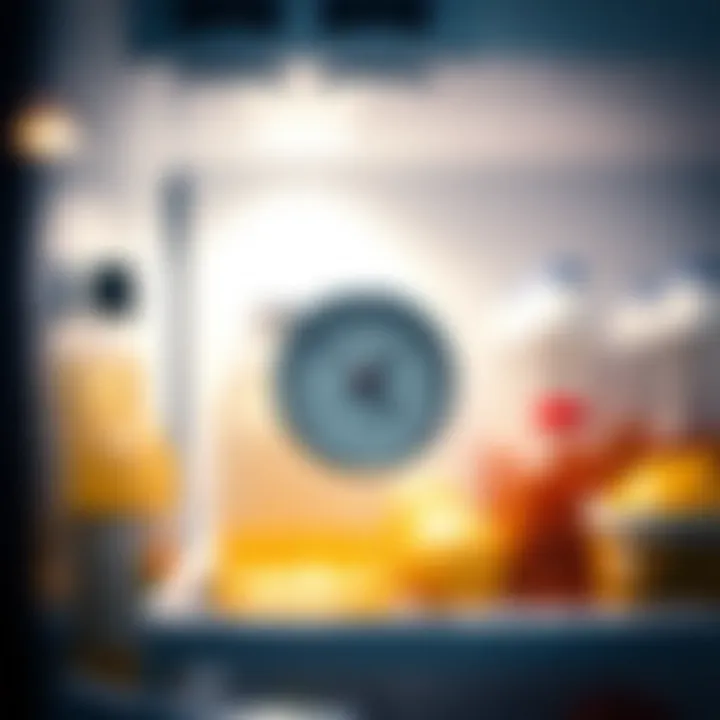 Thermometer measuring temperature in a fridge