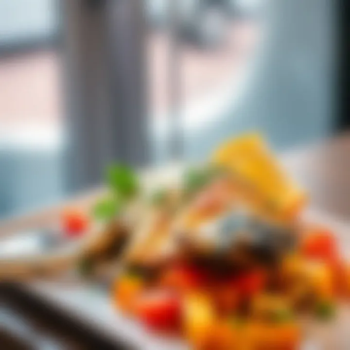 Gourmet dish featuring grilled pescada with herbs and vegetables